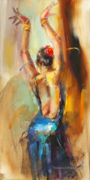 Bleu Flamenco AR Impressionist Peinture à l'huile